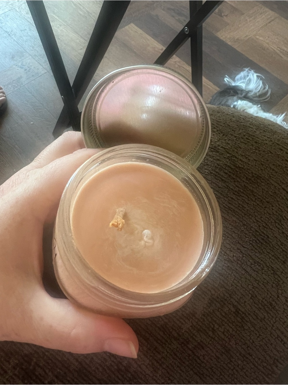 Peach Scented Glass Jar Candle - Neutral Peach